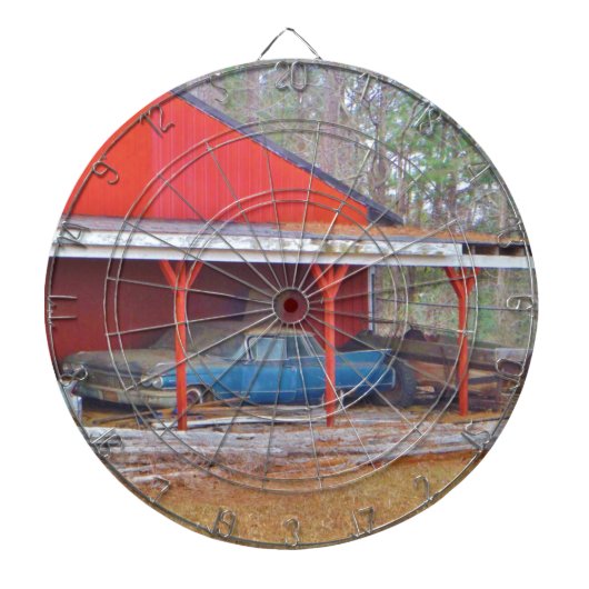 1960ブルーサダンドデビルアンティーク車 ダーツボード (正面)