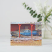 1960ブルーサダンドデビルアンティーク車 ポストカード (スタンド正面)