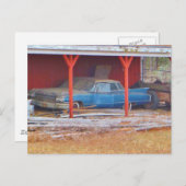 1960ブルーサダンドデビルアンティーク車 ポストカード (正面/裏面)