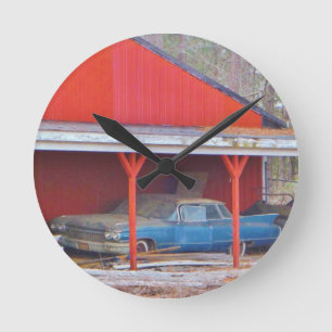 1960ブルーサダンドデビルアンティーク車 ラウンド壁時計