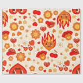 1960年のグルーヴポップ・アートのアールバレンタイン炎の情熱 ラッピングペーパー (フラット)