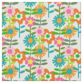 1960年スタイル花 ファブリック (クローズアップ)