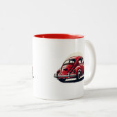 1960年モデル 赤いクラシックカー ツートーンマグカップ (正面右)