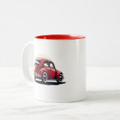 1960年モデル 赤いクラシックカー ツートーンマグカップ (正面左)