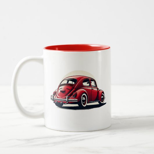 1960年モデル 赤いクラシックカー ツートーンマグカップ (左)