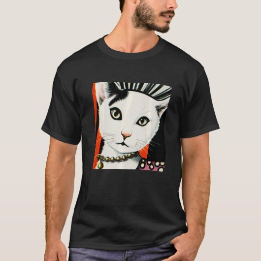 1960年代おしゃれ素晴らしな雌猫クローズアップPor Tシャツ (正面)