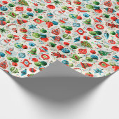 1960年代のオーナメントクリスマスとクッキー ラッピングペーパー (角)
