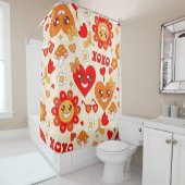1960年代のグルービーポップ・アートのアートのバレンタイン シャワーカーテン (インサイチュ)