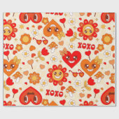 1960年代のグルービーポップ・アートのアートのバレンタイン ラッピングペーパー (フラット)