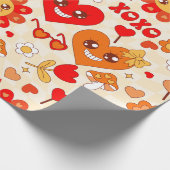 1960年代のグルービーポップ・アートのアートのバレンタイン ラッピングペーパー (角)