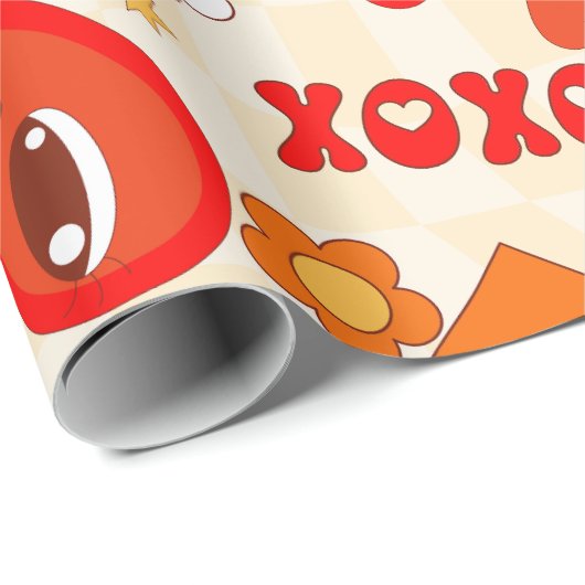 1960年代のグルービーポップ・アートのアートのバレンタイン ラッピングペーパー (ロールコーナー)