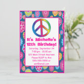 1960年代のグルービーラブピースバースデーパーティー招待状 招待状 (スタンド正面)