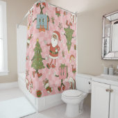 1960年代のグルーヴな黒いサンタアフリカクリスマス シャワーカーテン (インサイチュ)