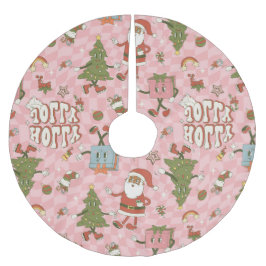 1960年代のグルーヴな黒いサンタアフリカクリスマス ブラッシュドポリエステルツリースカート