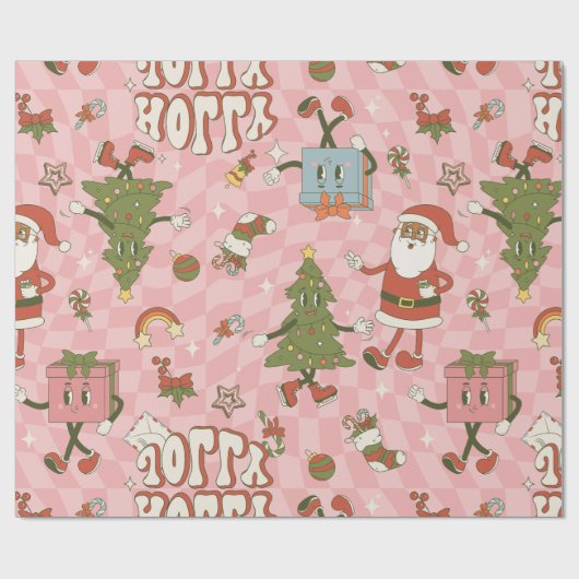 1960年代のグルーヴな黒いサンタアフリカクリスマス ラッピングペーパー (フラット)