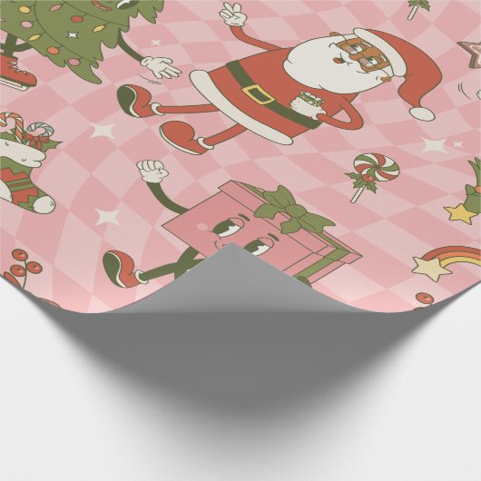 1960年代のグルーヴな黒いサンタアフリカクリスマス ラッピングペーパー (角)