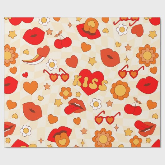 1960年代のグルーヴポップ・アートのァートキス ラッピングペーパー (フラット)