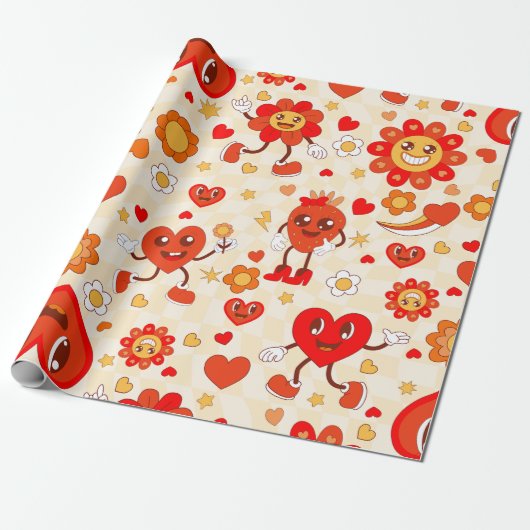1960年代のグルーヴポップ・アートのアールのワファンキーレンティーズ ラッピングペーパー (アンロールド)