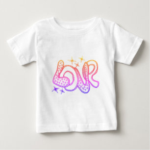 1960年代のスタイルピンクと紫の漫画の手紙での愛 ベビーTシャツ