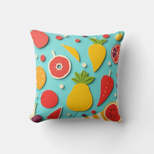 1960年代のスタイルフルーツコラージュ クッション (正面)