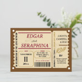 1960年代のチケット伝統的ブラウンヴィンテージウェディング 招待状 (スタンド正面)