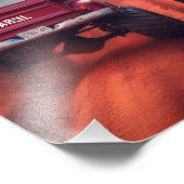 1960年代のトラックが未舗装の道路を走り抜ける名前をカスタムする フォトプリント (角)