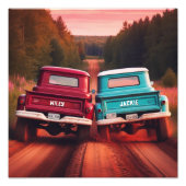 1960年代のトラックを土の道を下る名前をカスタムする フォトプリント            (正面)