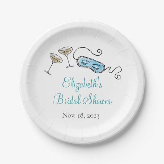 1960年代のハンドイラストがかわいいガールたちのおしゃれなコックテールパーティー ペーパープレート (正面)