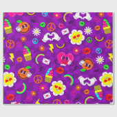 1960年代のバレンタインの平和のサインは溝深い虹の紫 ラッピングペーパー (フラット)