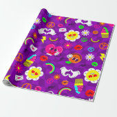1960年代のバレンタインの平和のサインは溝深い虹の紫 ラッピングペーパー (アンロールド)