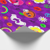 1960年代のバレンタインの平和のサインは溝深い虹の紫 ラッピングペーパー (角)