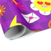 1960年代のバレンタインの平和のサインは溝深い虹の紫 ラッピングペーパー (ロールコーナー)