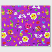 1960年代のバレンタイン平和のサイングルーヴ・レインボー ラッピングペーパー (フラット)