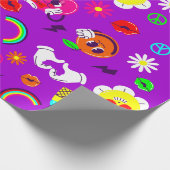 1960年代のバレンタイン平和のサイングルーヴ・レインボー ラッピングペーパー (角)