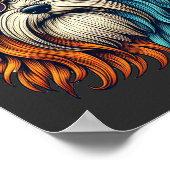 1960年代のヒッピー犬の頭のおもしろい動物アート ポスター (角)