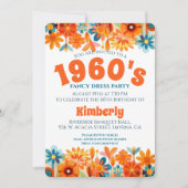 1960年代のヒッピー花パワー誕生日 招待状 (正面)