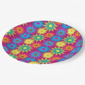 1960年代のフラワーパワーカラフルフローラパタモダンーン ペーパープレート (アングル)