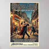1960年代のブエノスアイレス、アルゼンチン 旅行 ポスター (正面)