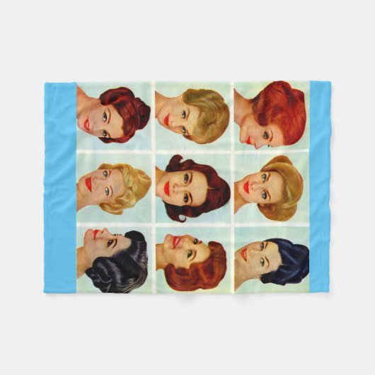 1960年代のヘアスタイルグリッド フリースブランケット (正面(横))