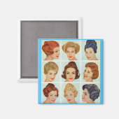 1960年代のヘアスタイルグリッド マグネット (正面/裏面)