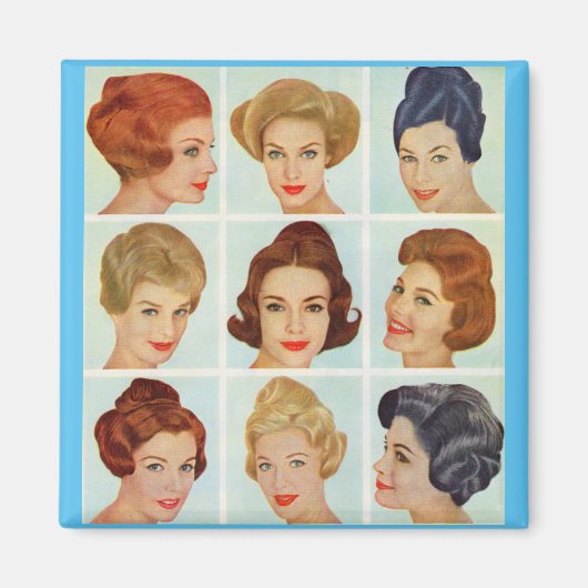1960年代のヘアスタイルグリッド マグネット (正面)