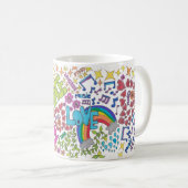 1960年代のレトロなアート。平和,愛,喜び。お名前 コーヒーマグカップ (正面右)