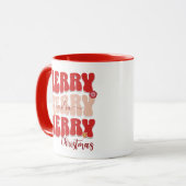 1960年代のレトロGroovyレッドメリークリスマスボホ名 マグカップ (正面左)