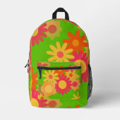 1960年代のヴィンテージグルーヴィモダンフローラ プリントバックパック (正面)