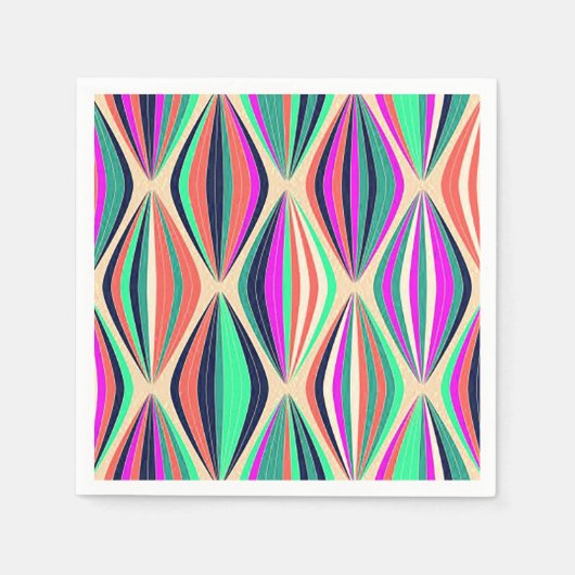 1960年代の中世紀型パタモダンーンカラフル スタンダードカクテルナプキン (正面)