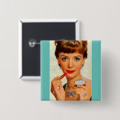 1960年代の口紅の女性 缶バッジ (正面&裏面)