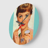 1960年代の口紅婦人 ラージ壁時計 (傾斜)