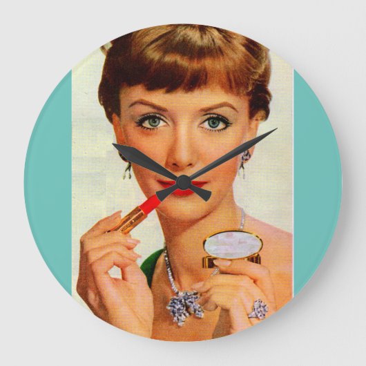 1960年代の口紅婦人 ラージ壁時計 (正面)