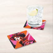 1960年代の女性抽象芸術アート衣料品コースターセット スクエアペーパーコースター (インサイチュ)