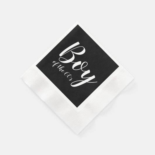 1960年代の少年タイポグラフィ白黒 縁ありカクテルナプキン (角)